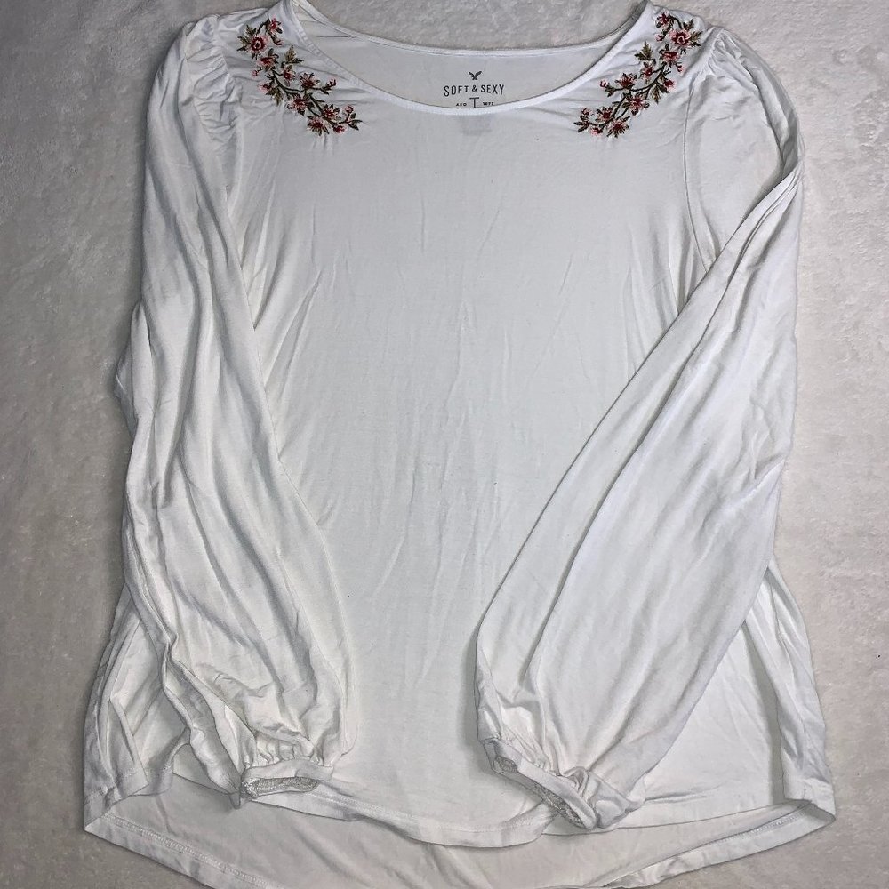 Flowy Long Sleeve with Floral Embroidery